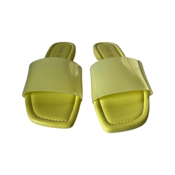 NEW STUART WEITZMAN Flat Summer Slide Sandals in Lime Green Size 7.5 - Picture 2 of 7